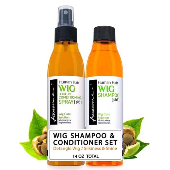 Hair Wig Care Set, Premium Shampoo & Leave in Conditioner, Detangles - Picture 1 of 7